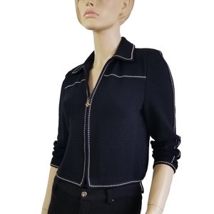 St.John Collection Contrast-trim Zip-front Jacket